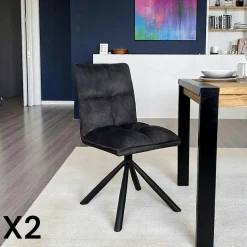 Chaise rotative tissu rouille (lot de 2) IENA