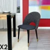 Chaise salle à manger tissu quadrillé bleu foncé (lot de 2) MALMOE