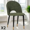 Chaise salle à manger tissu quadrillé kaki (lot de 2) MALMOE