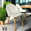 Chaise scandinave en bois et velours gris (lot de 2) ETNA