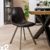Chaise scandinave noire coutures apparentes pieds étoile HELSINKI (lot de 2)