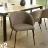 Chaise style cabriolet tissu marron (lot de 2) TIM