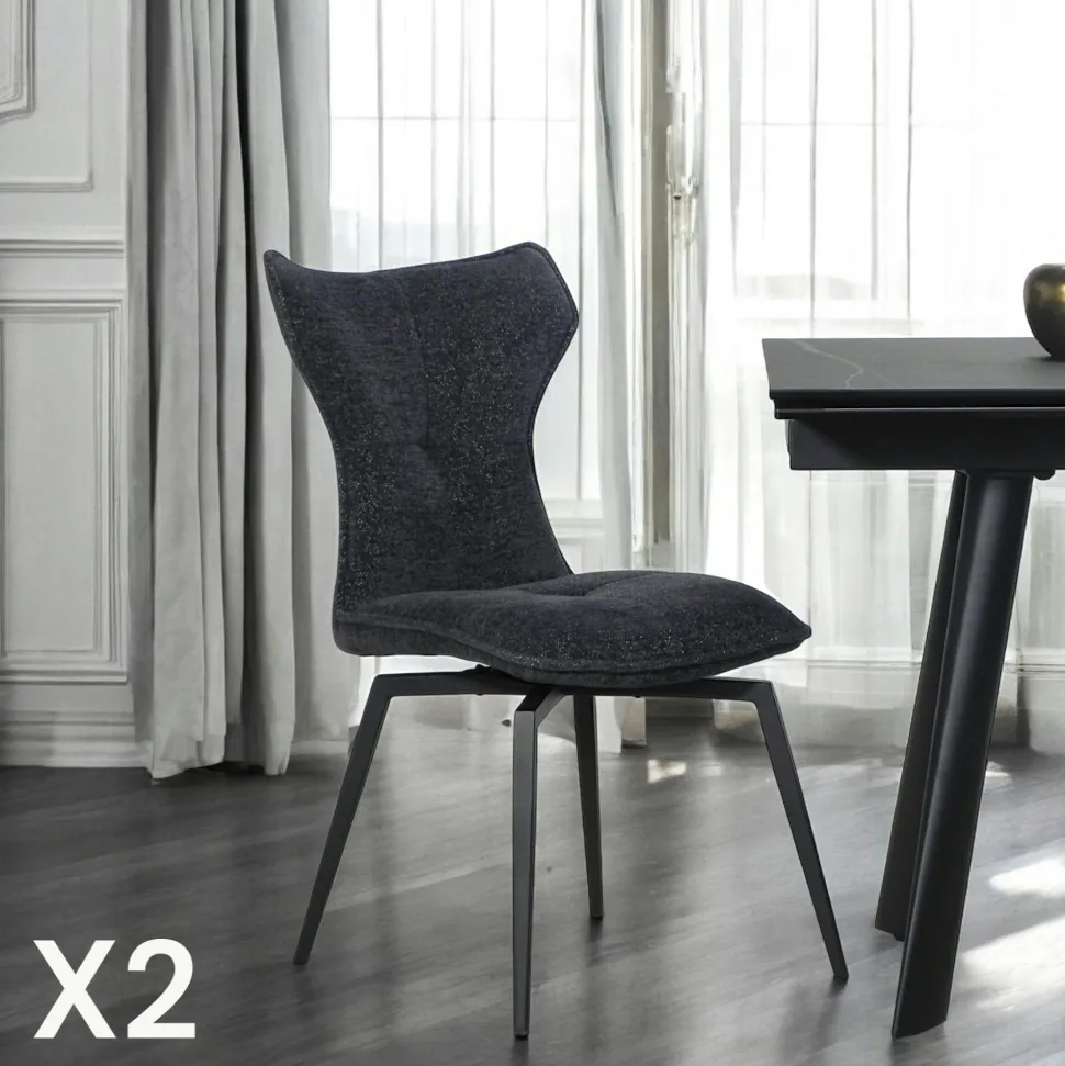 Chaise terracotta pivotante en velours avec passepoil (lot de 2) LOMBARDIE