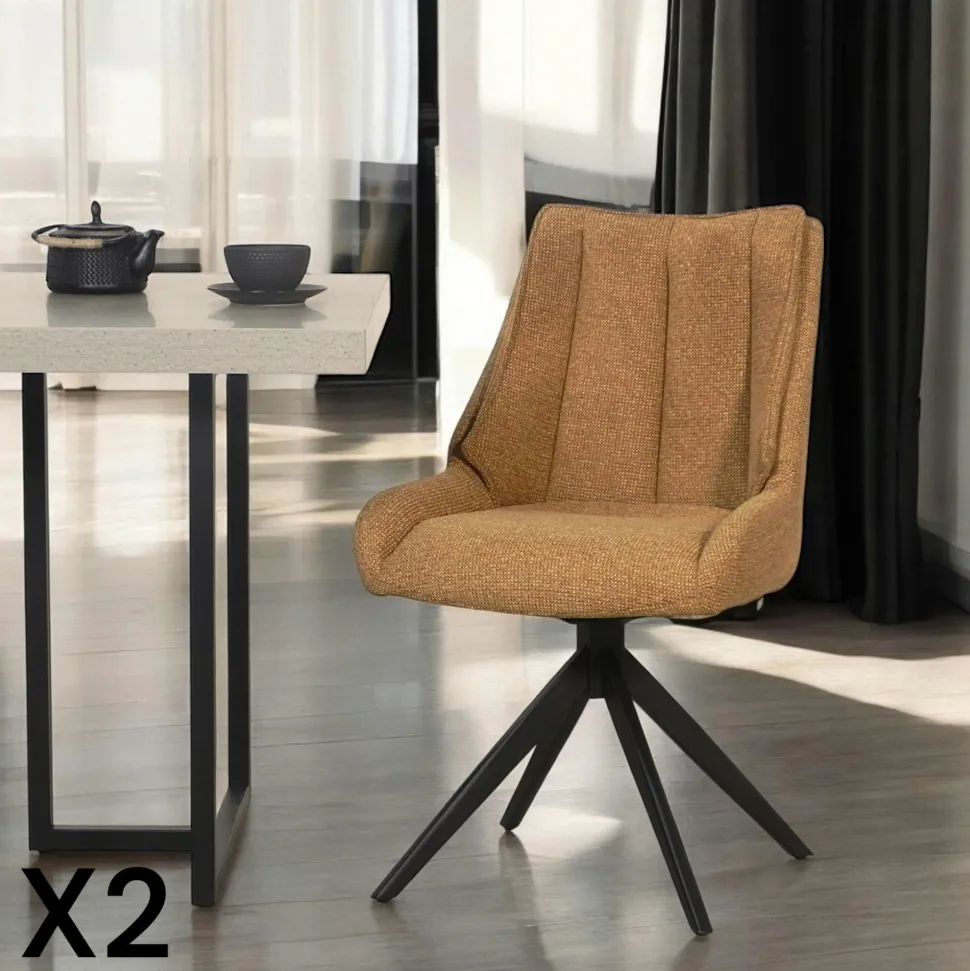 Chaise terracotta pivotante en velours texturé (lot de 2) IENA