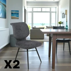 Chaise tissu écru à dossier double (lot de 2) LIGURIE