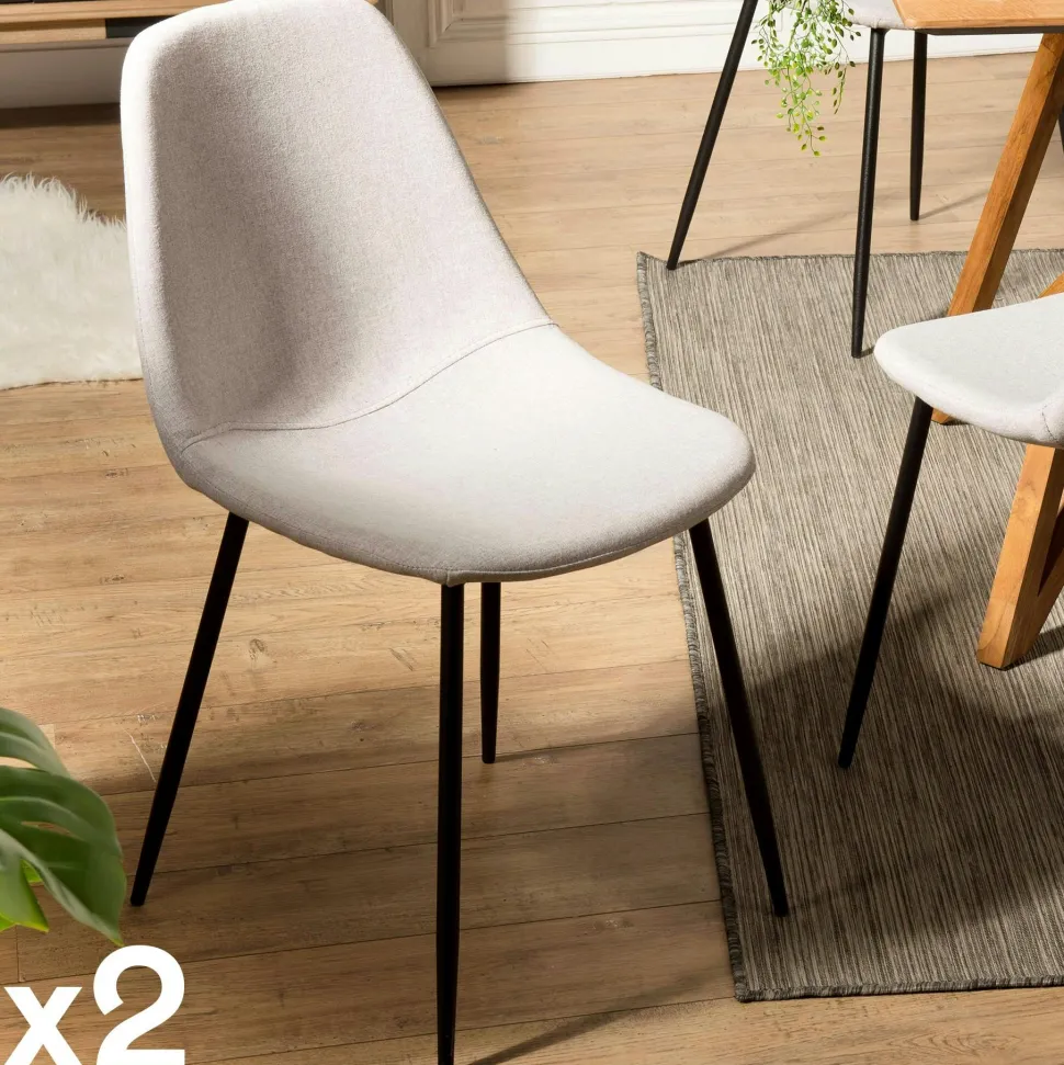 Chaise tissu gris anthracite TIM (lot de 2)