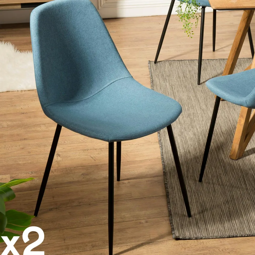 Chaise tissu gris anthracite TIM (lot de 2)