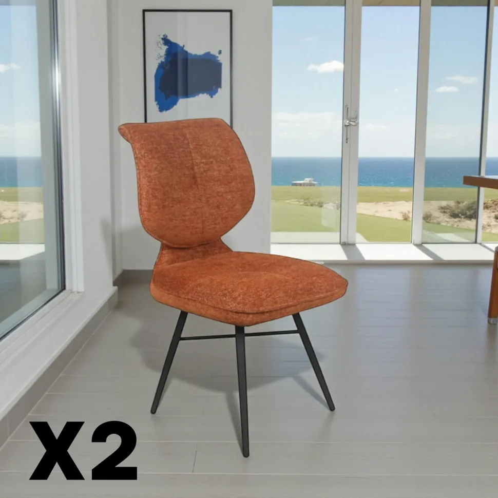 Chaise tissu gris foncé à dossier double (lot de 2) LIGURIE