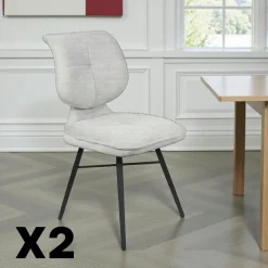 Chaise tissu gris foncé à dossier double (lot de 2) LIGURIE