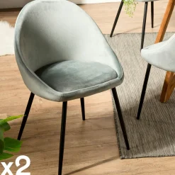 Chaise velours bleu TIM (lot de 2)