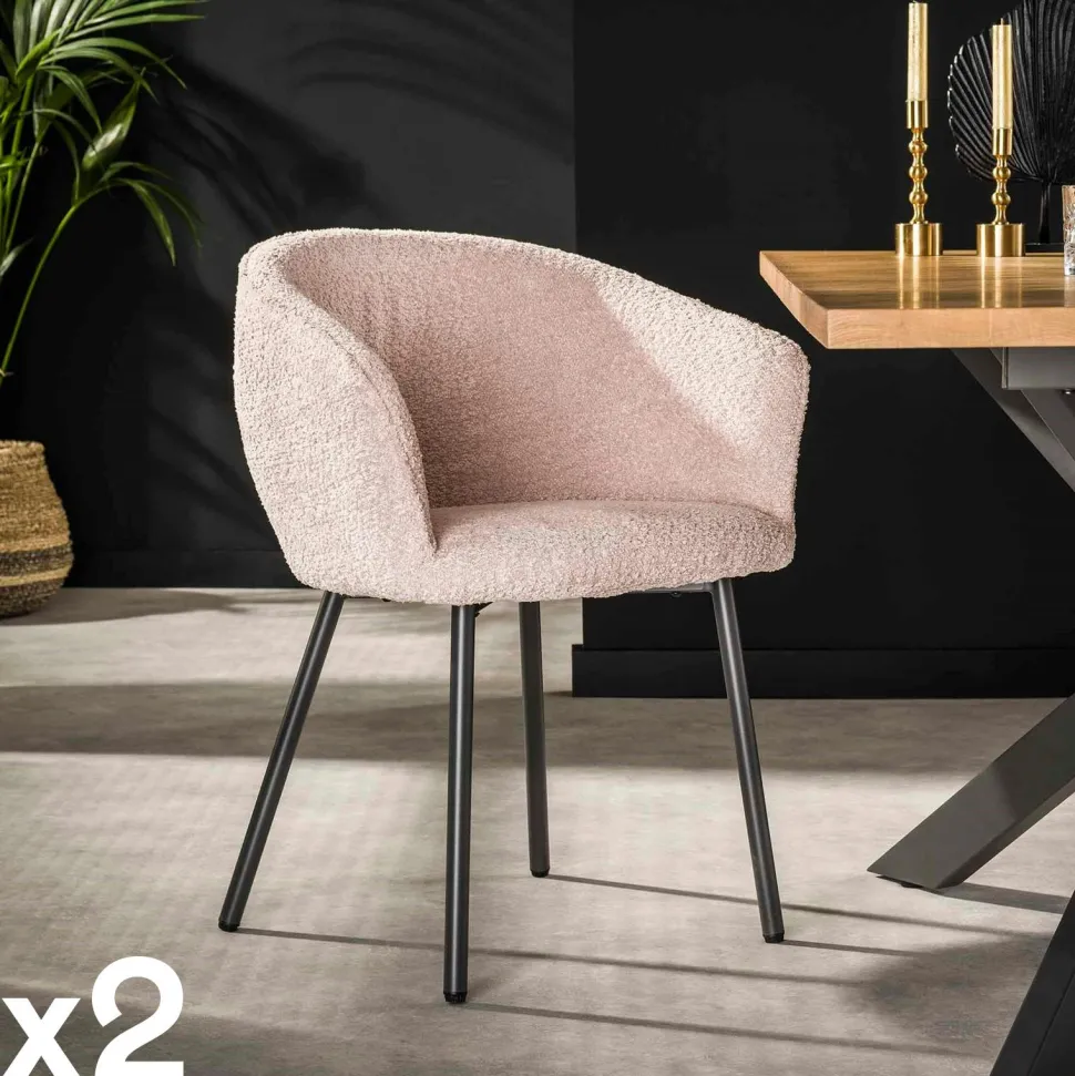 Chaise velours grosses côtes bleu pétrole (lot de 2) IENA