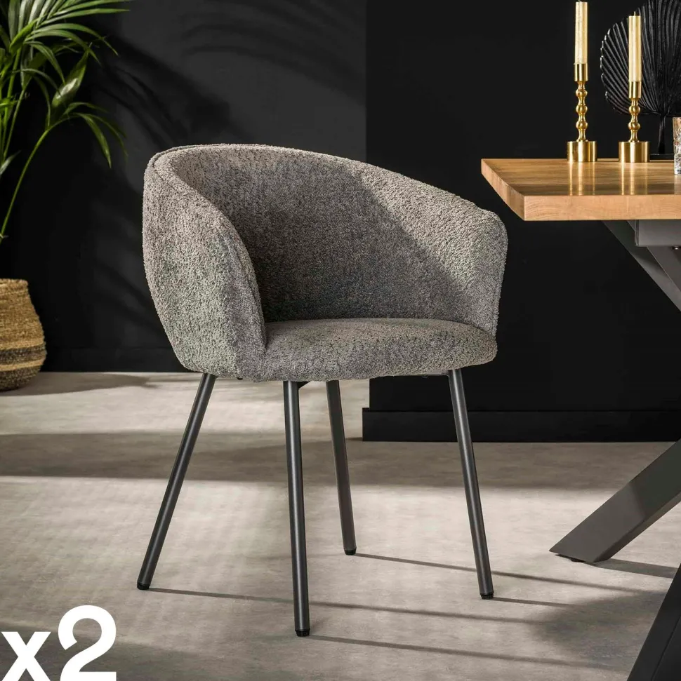 Chaise velours grosses côtes bleu pétrole (lot de 2) IENA