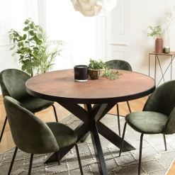 Chaise velours vert dossier galbé (lot de 2) TIM