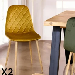 Chaise velours verte (lot de 2) HAWAI