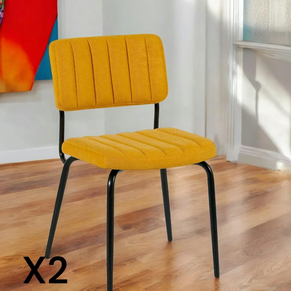 Chaise vintage moutarde FAIRLIE (lot de 2)