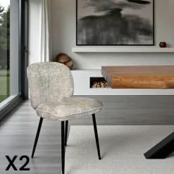 Chaises tissu beige chiné accoudoirs larges (lot de 2) LIGURIE