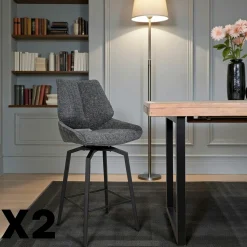 Chaises tissu beige chiné accoudoirs larges (lot de 2) LIGURIE