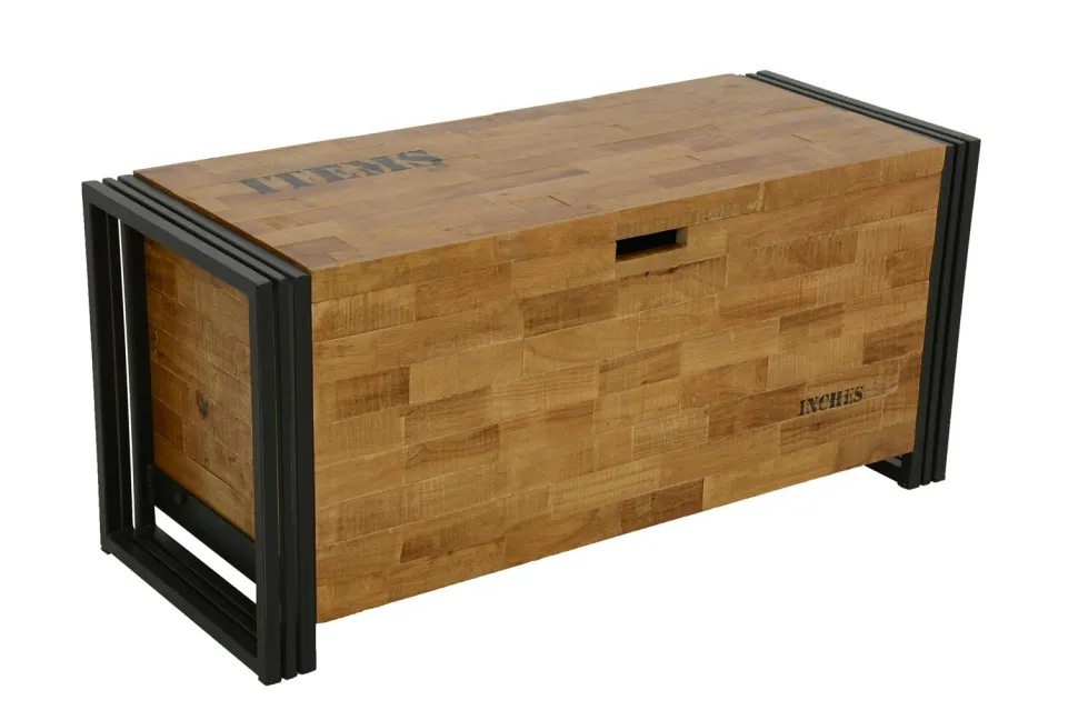 Commode / Chiffonnier hévéa recyclé naturel et métal noirci 3 tiroirs 60X40X110cm DOCKER