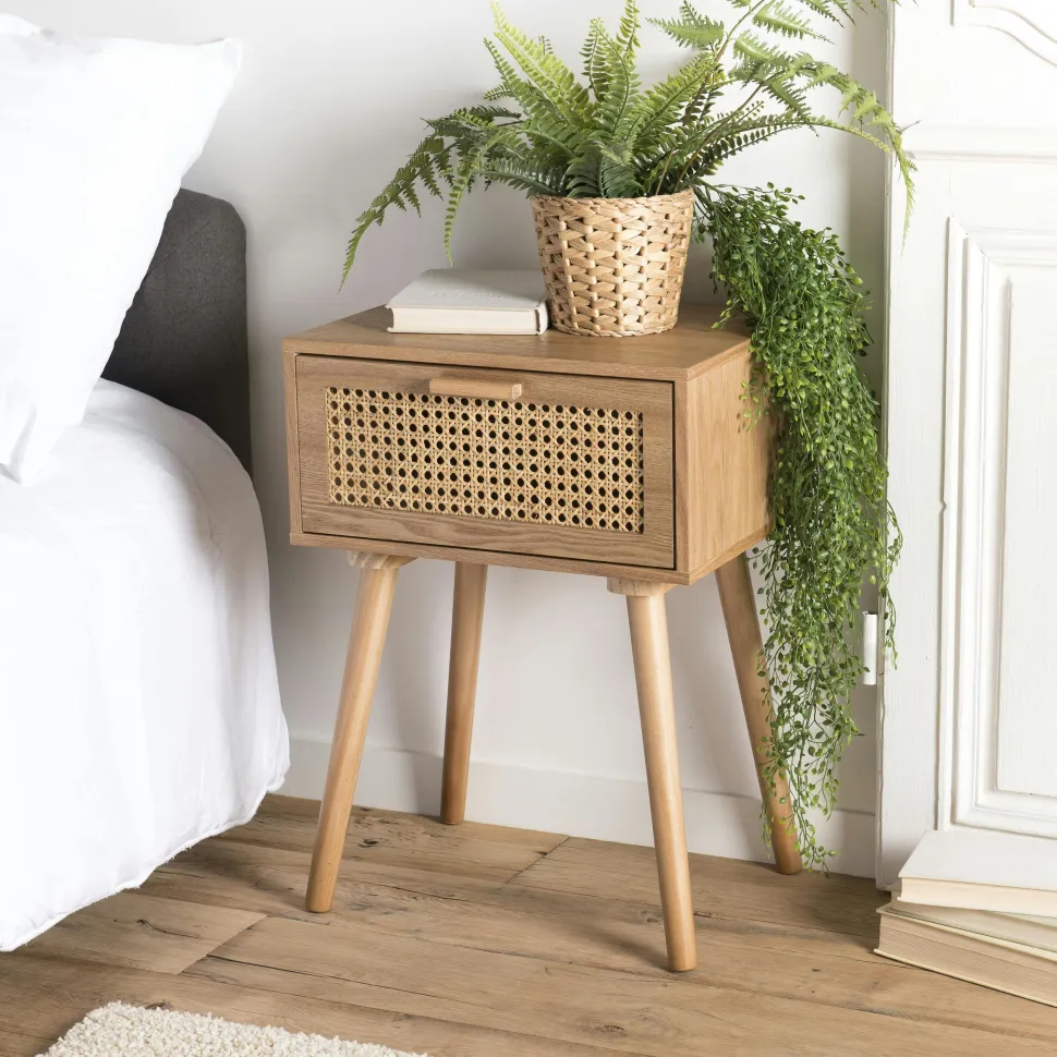 Console 2 tiroirs en cannage rotin naturel PALMA