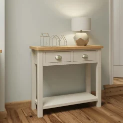 Console de salon en bois finition gris clair BATH