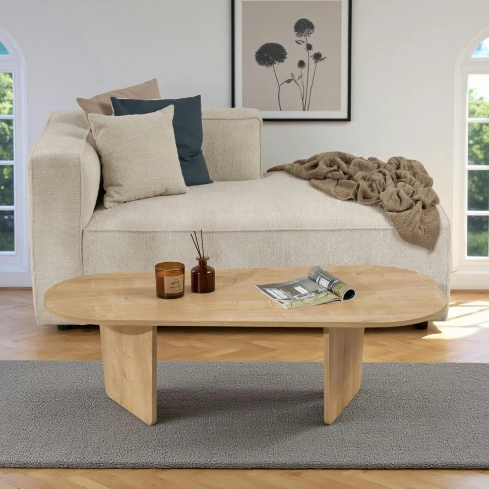 Console d'entrée avec rangement, effet bois clair JENA