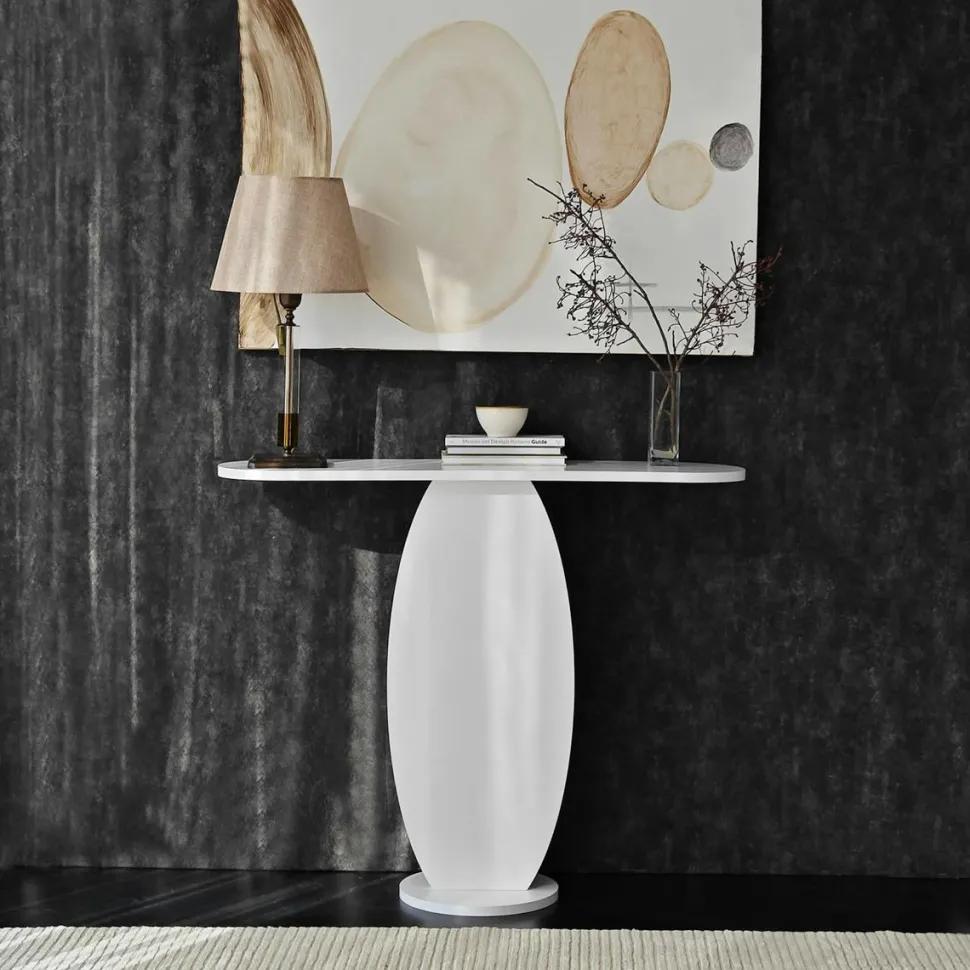 Console d'entrée blanche design organique 100 cm MARFA