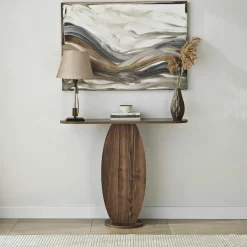 Console d'entrée design organique effet bois foncé MARFA