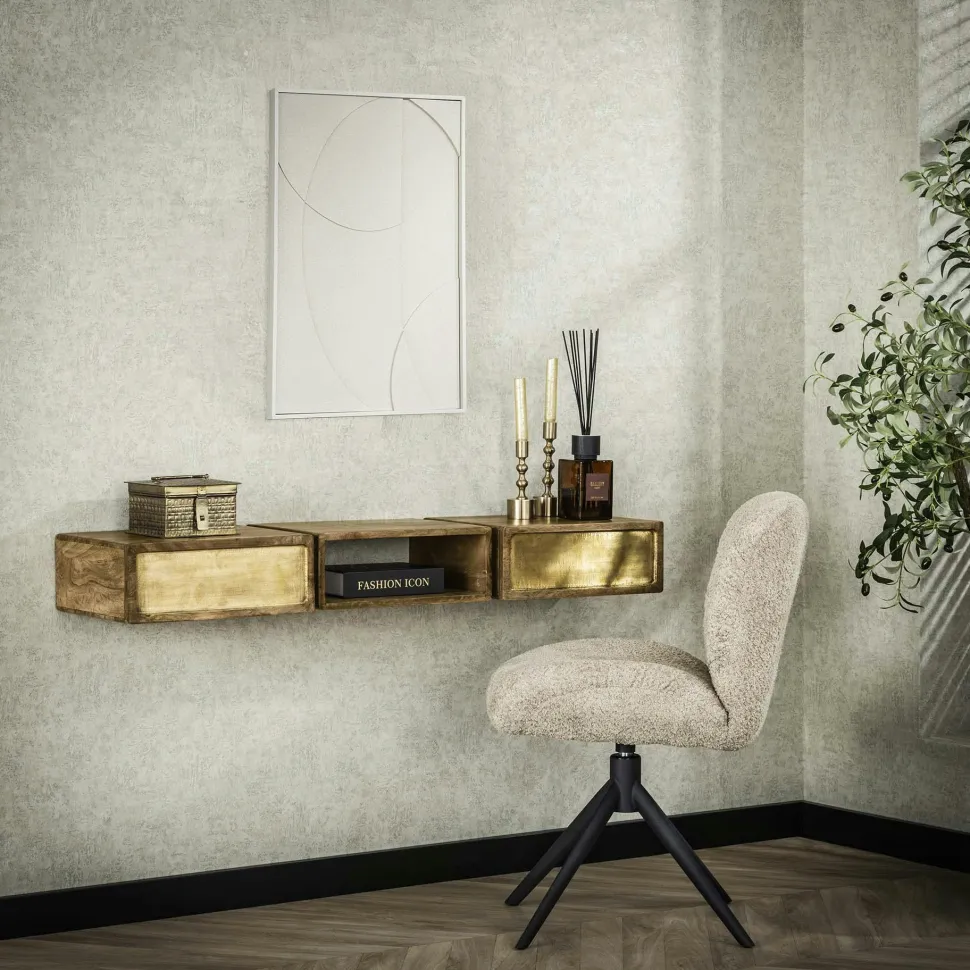 Console en bois de manguier finition cuivrée (2 tiroirs) VARA
