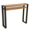 Console hévéa recyclé naturel et métal noirci 2 plateaux 100X25X80cm DOCKER