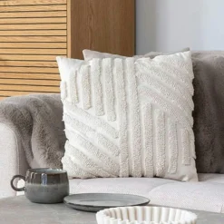 Coussin déco bleu marine en coton recyclé BRUGES