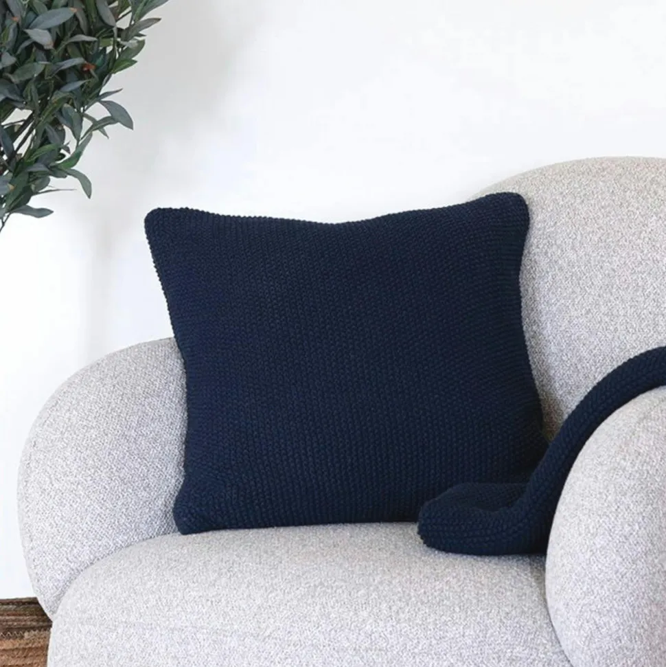 Coussin déco moutarde en coton recyclé BRUGES