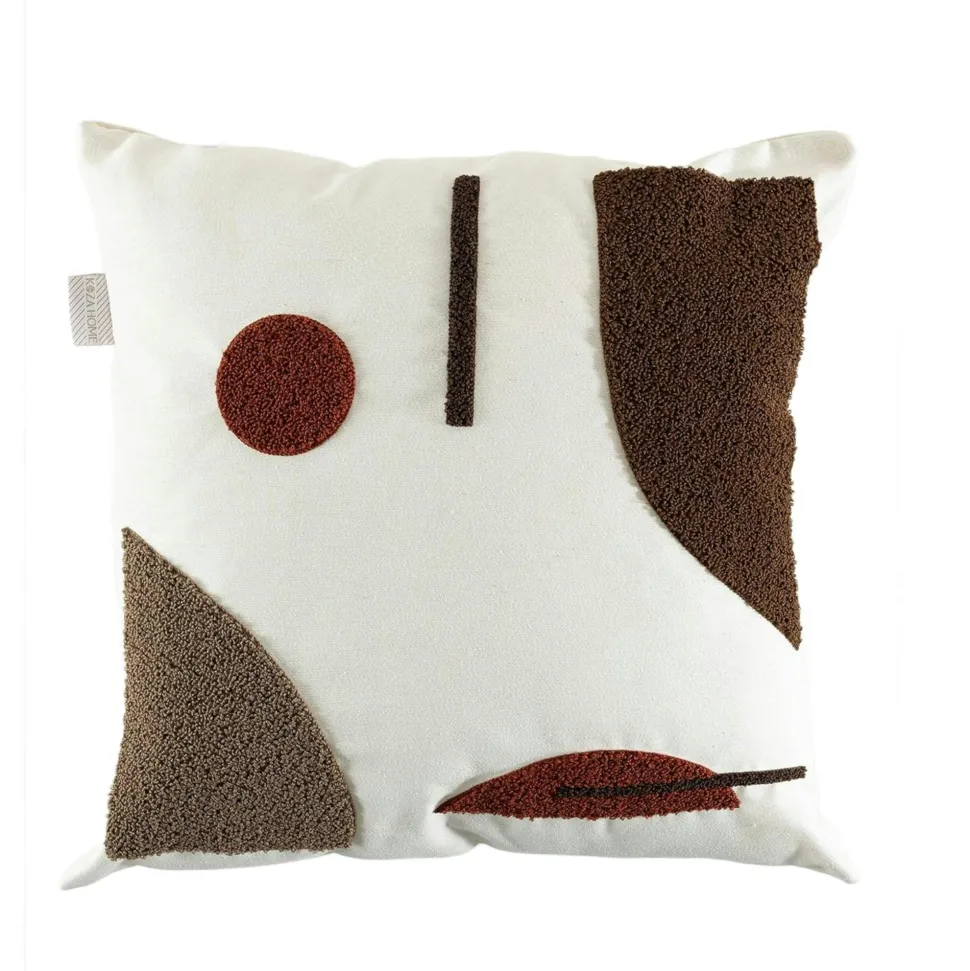 Coussin de canapé bouclette – motif abstrait marron IZMIR