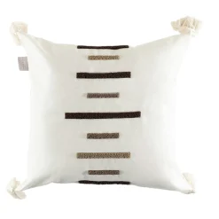 Coussin en lin écru – motif losange noir stylisé IZMIR