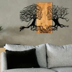 Décoration murale en métal et bois – arbre de vie