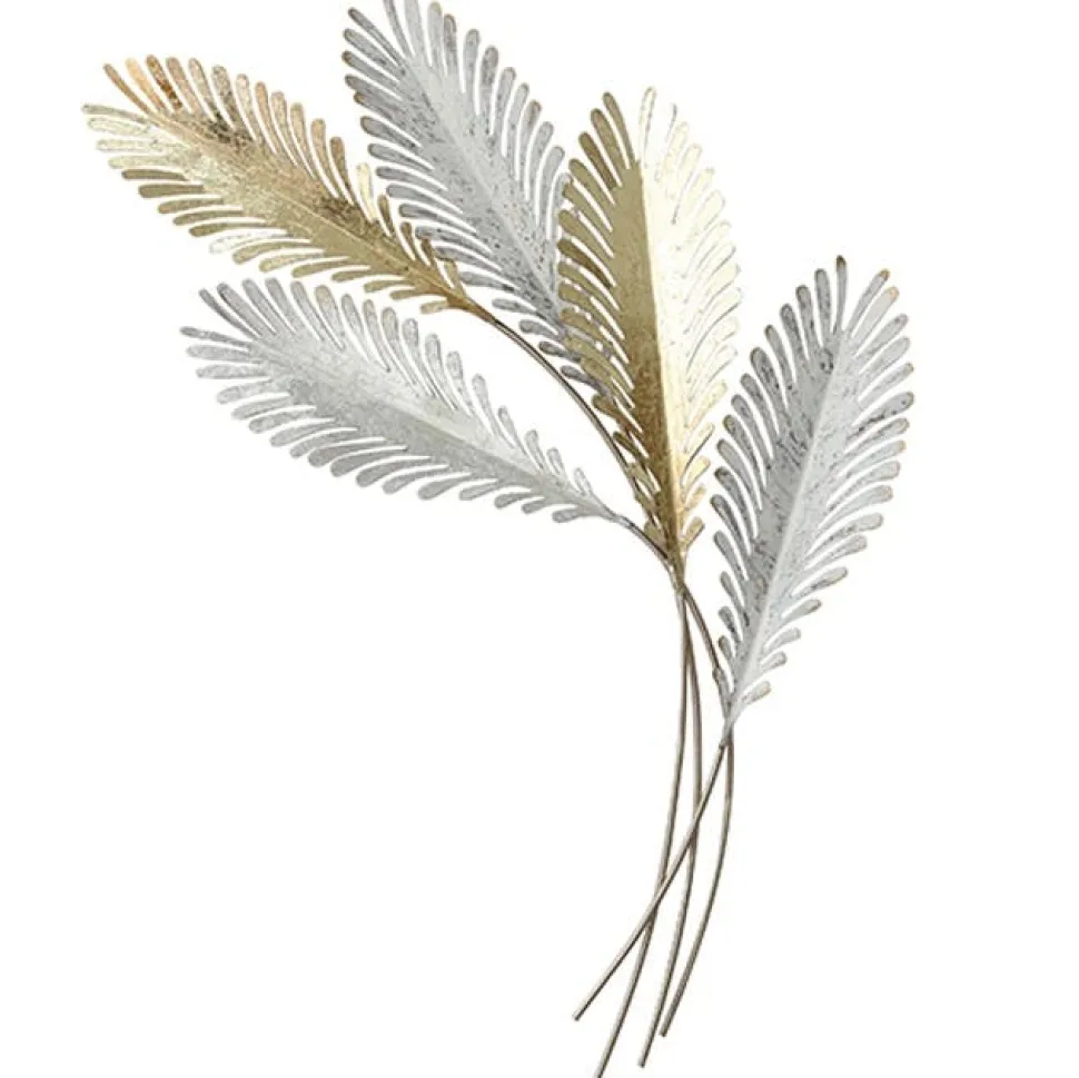 Décoration murale en métal bouquet blanc et or
