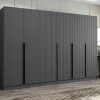 Dressing 6 portes grises rainurées 3 penderies BYRON