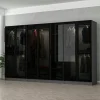 Dressing XXL 5 penderies, anthracite et verre noir BYRON