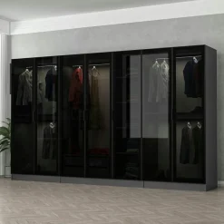 Dressing XXL 5 penderies, anthracite et verre noir BYRON