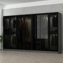 Dressing XXL 5 penderies, anthracite & verre noir 190 cm BYRON