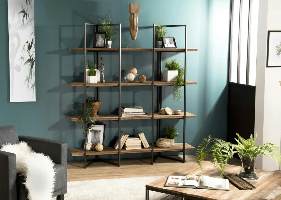 Etagère 5 niveaux en teck massif L140 x H180 cm SWING