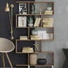 Etagère déstructurée effet bois de noyer - pieds métal JENA