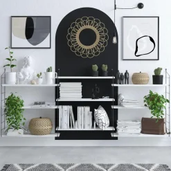 Etagère murale blanche structure métal noir JENA