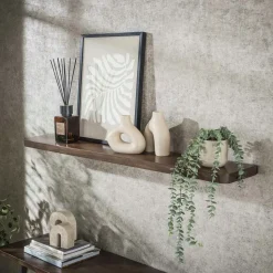 Etagère murale bois d’acacia brun bords arrondis 120 cm NAKO