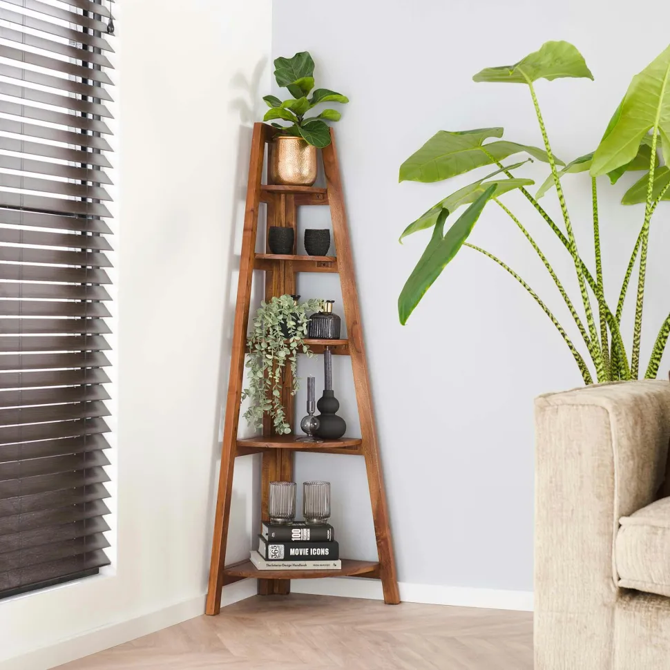 Etagère murale bois d’acacia brun bords arrondis 90 cm NAKO