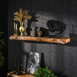 Etagère murale bois massif bordure naturelle 60 cm MELBOURNE