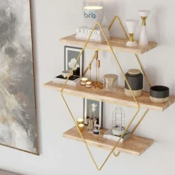 Etagère murale décorative - 3 niveaux, forme losange AVIALA