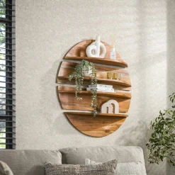 Etagère murale décorative (lot de 4) en bois de margousier Ø 90 cm