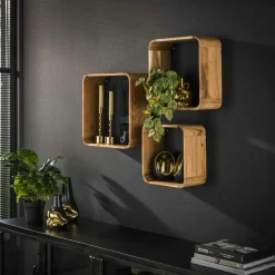 Etagère murale décorative (lot de 4) en bois de margousier Ø 90 cm