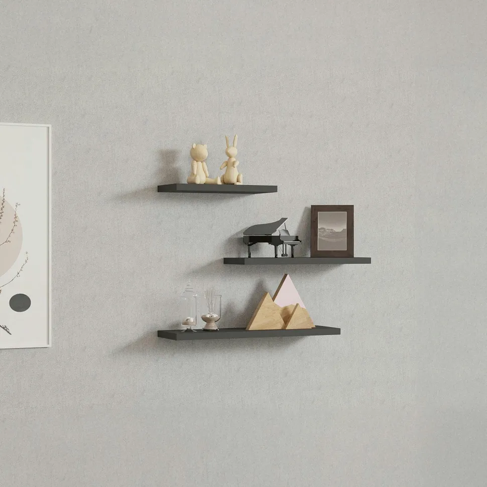 Etagère murale moderne gris foncé (lot de 3) MARFA