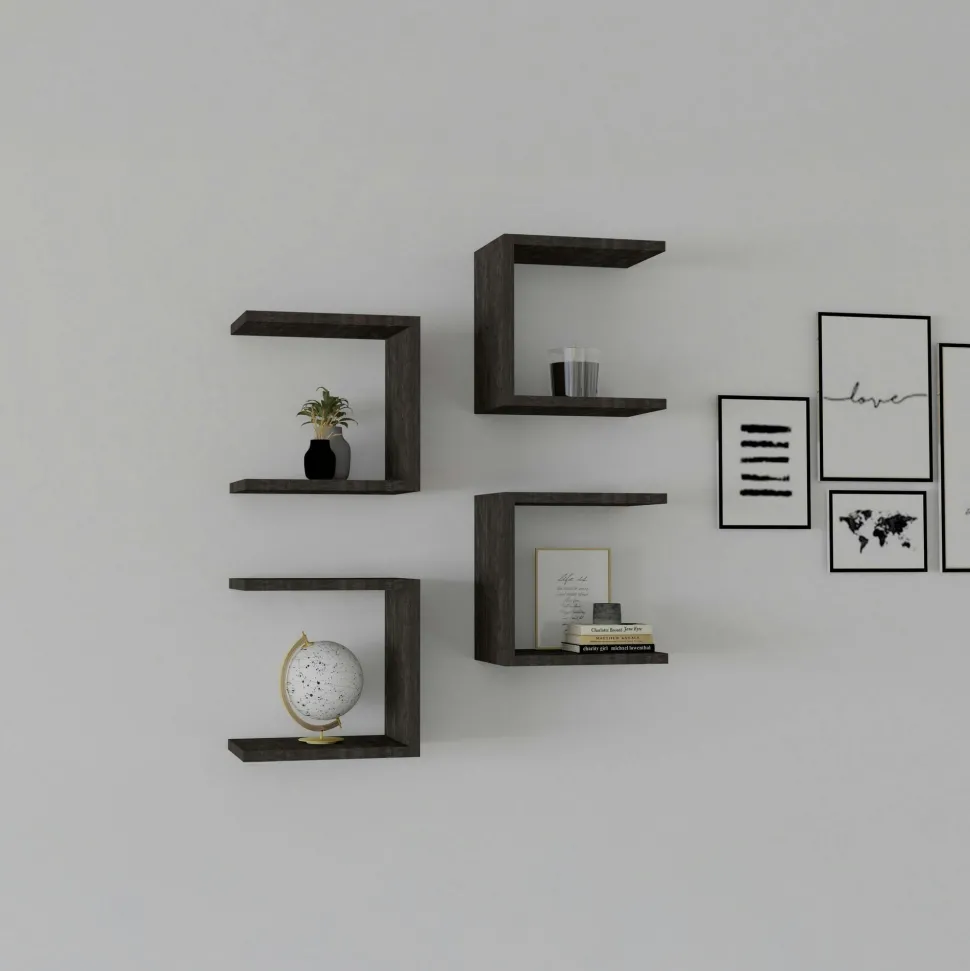Etagère murale modulable blanche forme U (lot de 4) MARFA
